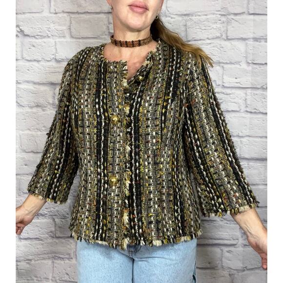 Vintage Cabi Soft Wool Blend Woven Tweed Style Jacket - Picture 1 of 9